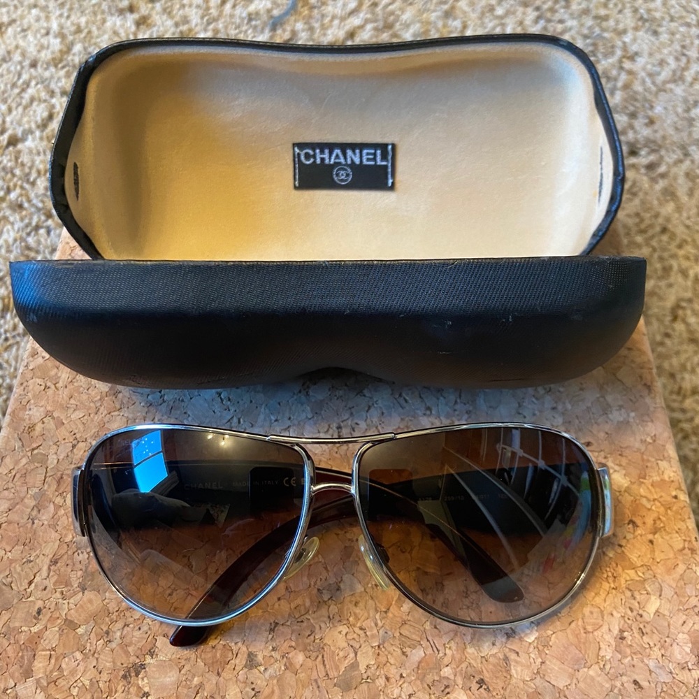 Chanel Aviator Sunglasses Brown 4128